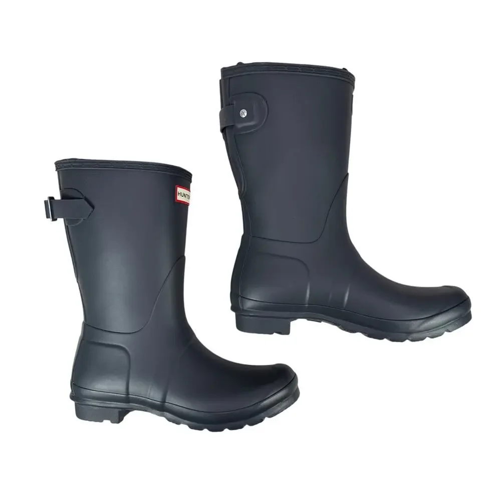 Hunter Original Short Rain Boots Womens 8 Dark Slate Rubber Adjustable‎ Buckle